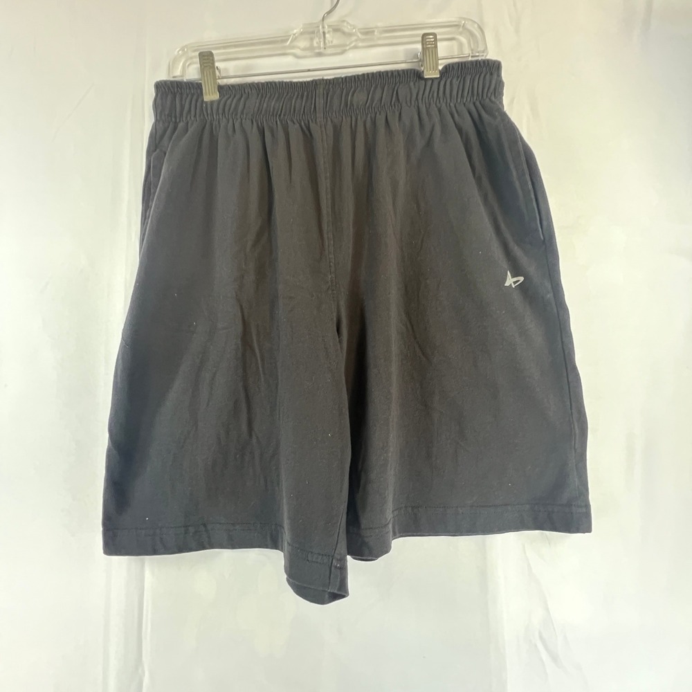 Athletech Mens Black Jersey Knit Athletic Gym Shorts Medium Elastic Waist 296